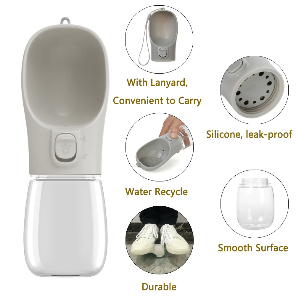 Leakproof Dog Travel Water Bottle – 550ml (White)
